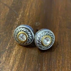 Brighton Silver & Gold Stud Cable Earrings